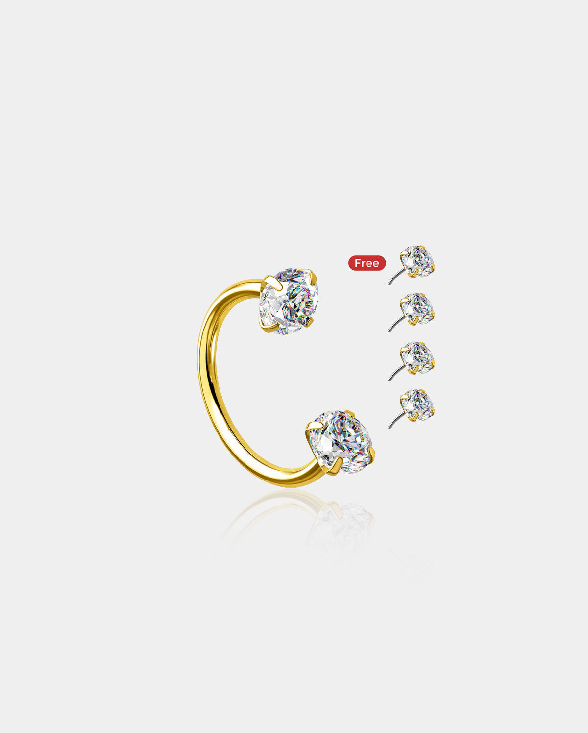 gold threadless horseshoe nose ring