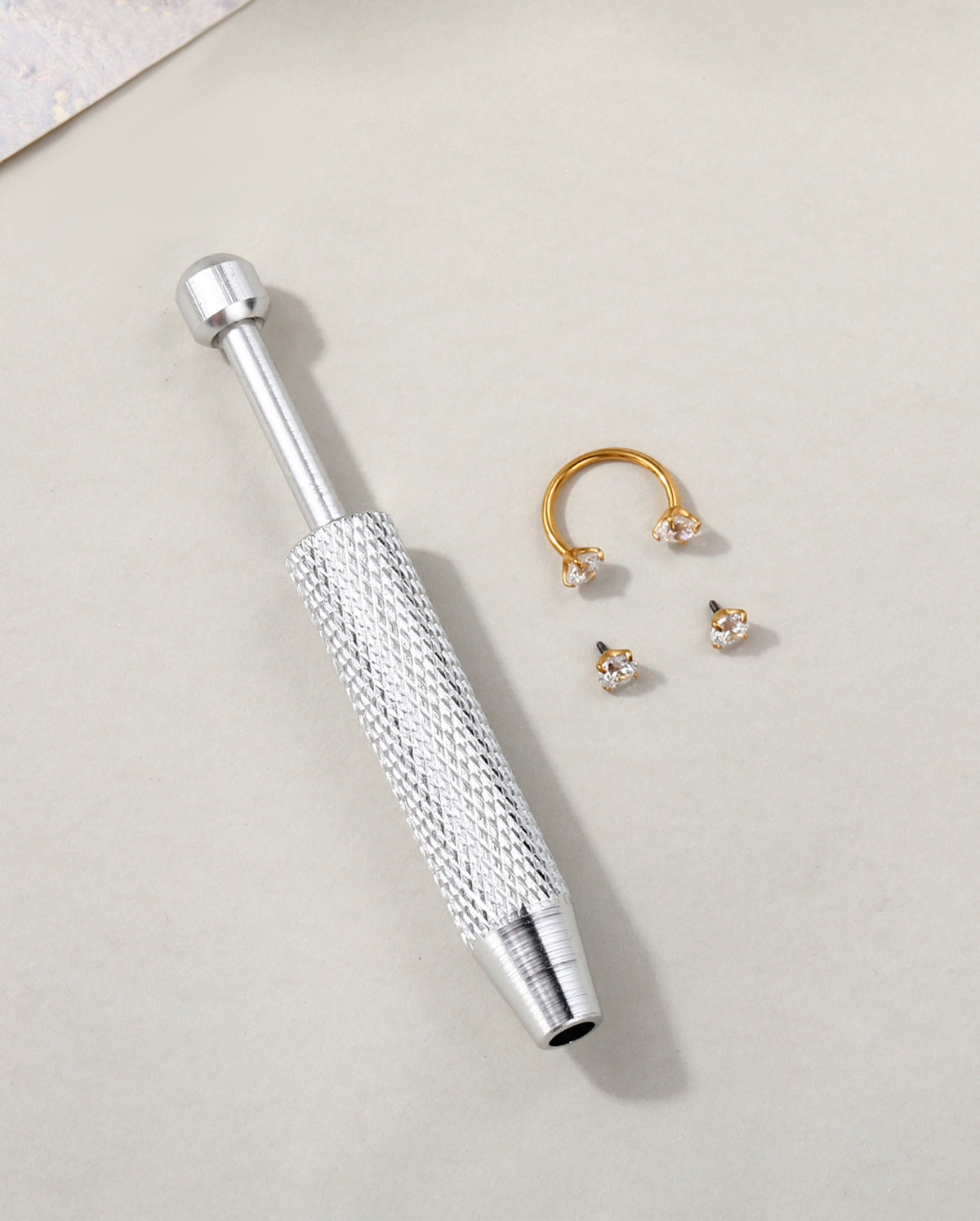Horseshoe CZ Nostril Hoop With Tool Set