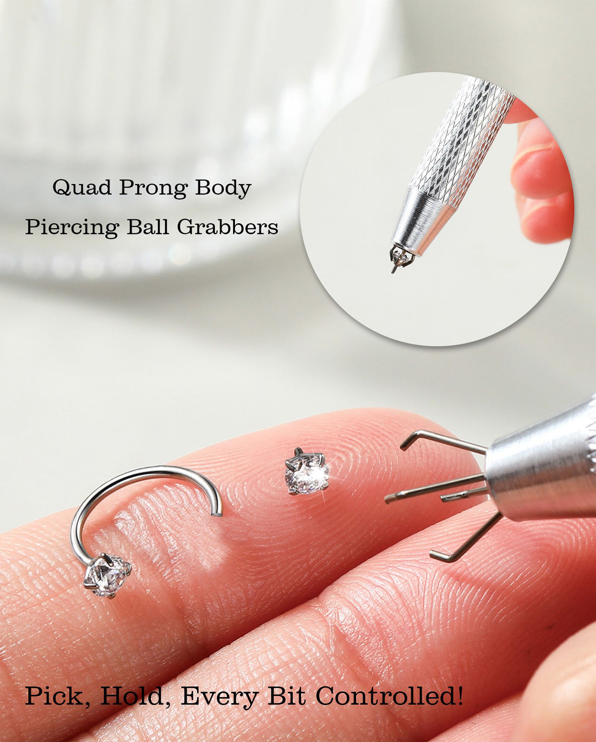 Horseshoe CZ Nostril Hoop With Tool Set