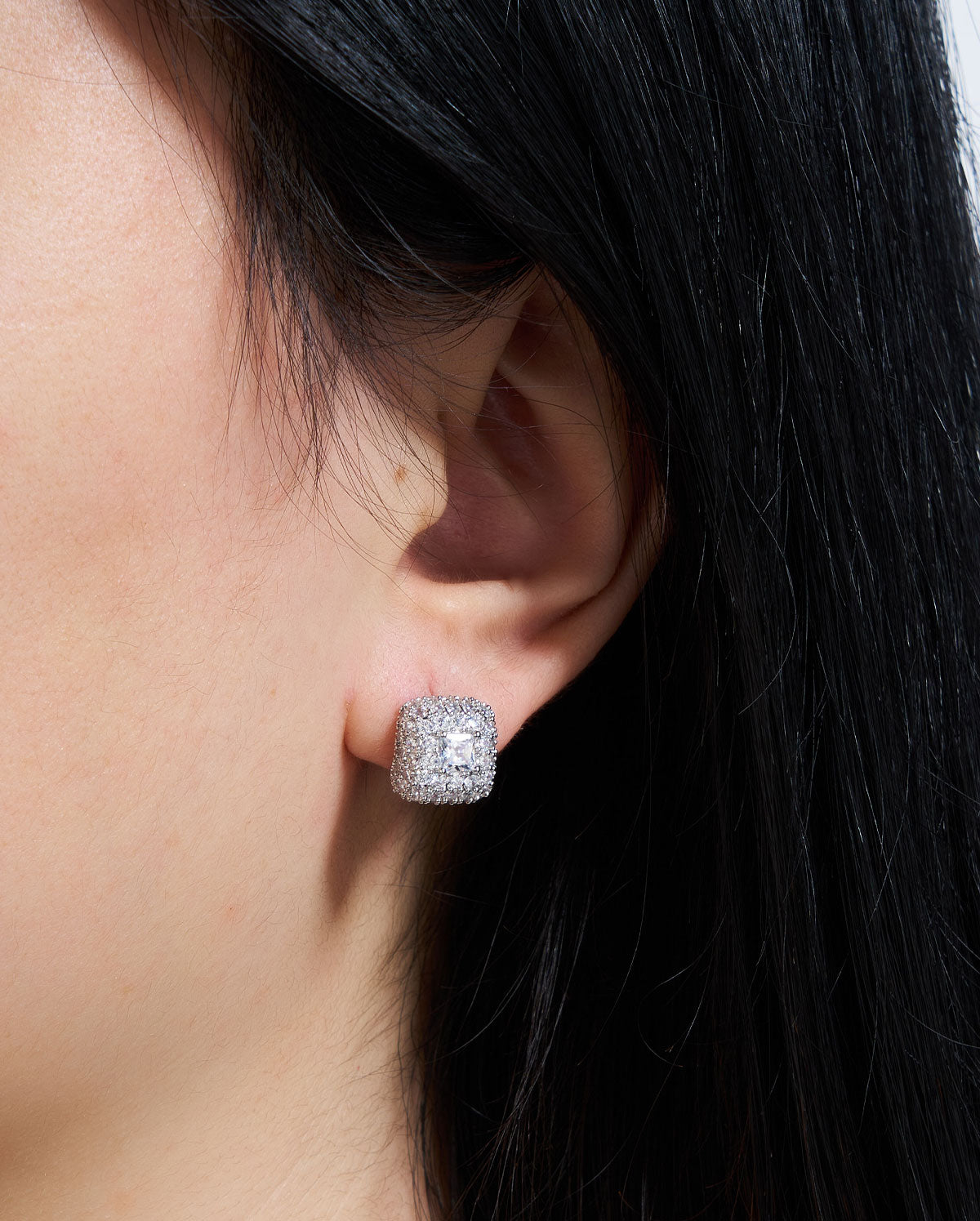 Clear Sparkle CZ Stud Earrings