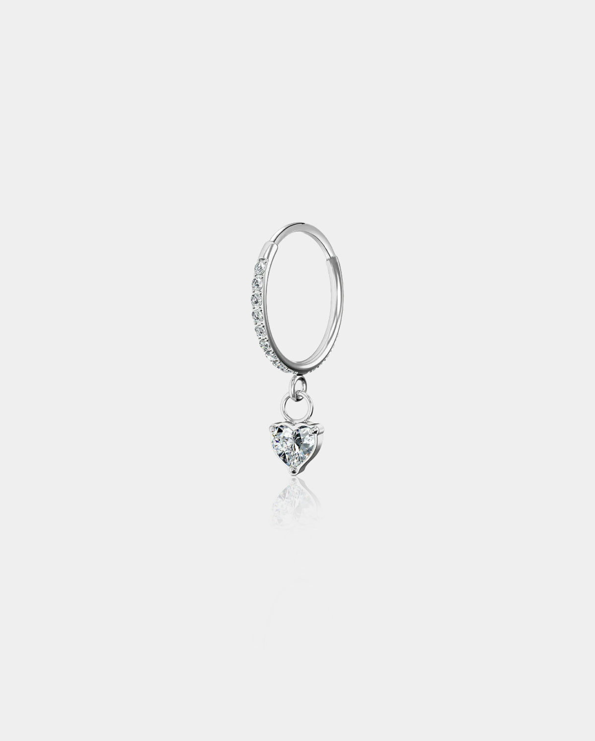 20G CZ Heart Dangle Nose Ring