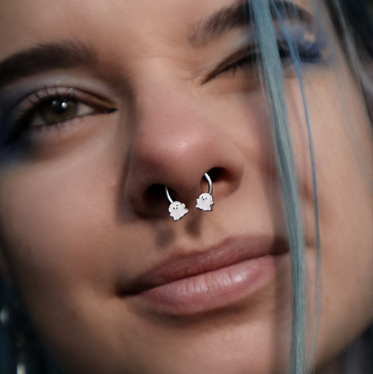 Halloween Cute Ghost Horseshoe Septum Ring
