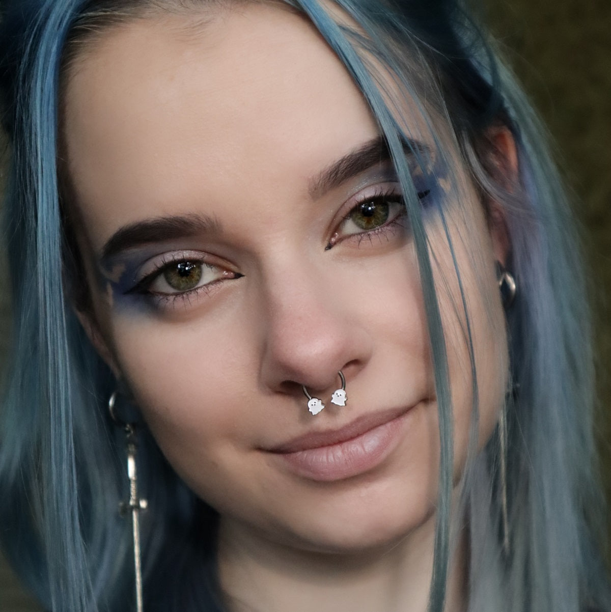 Halloween Cute Ghost Horseshoe Septum Ring