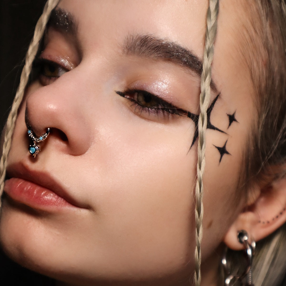 Heart Turquoise Hinged Segment Septum Ring