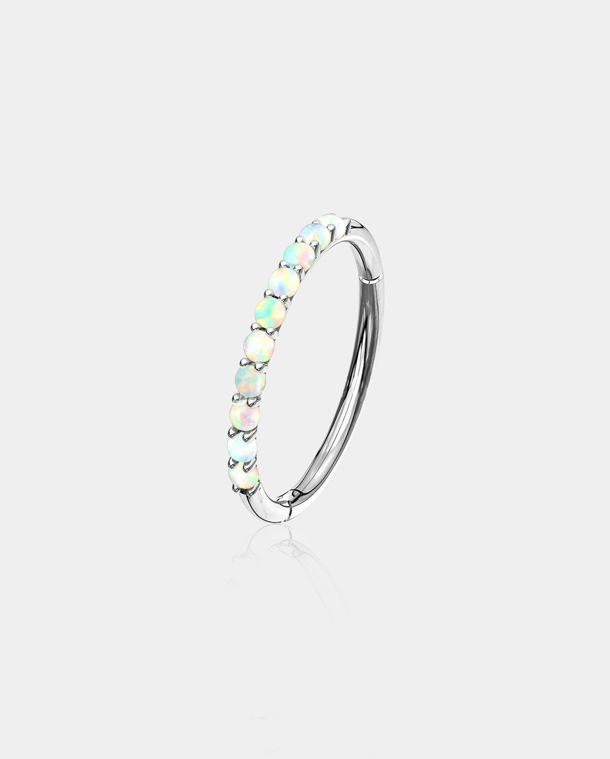14K White Gold Helix Hoop Opal 16G Daith Hinged Hoop - OUFER BODY JEWELRY