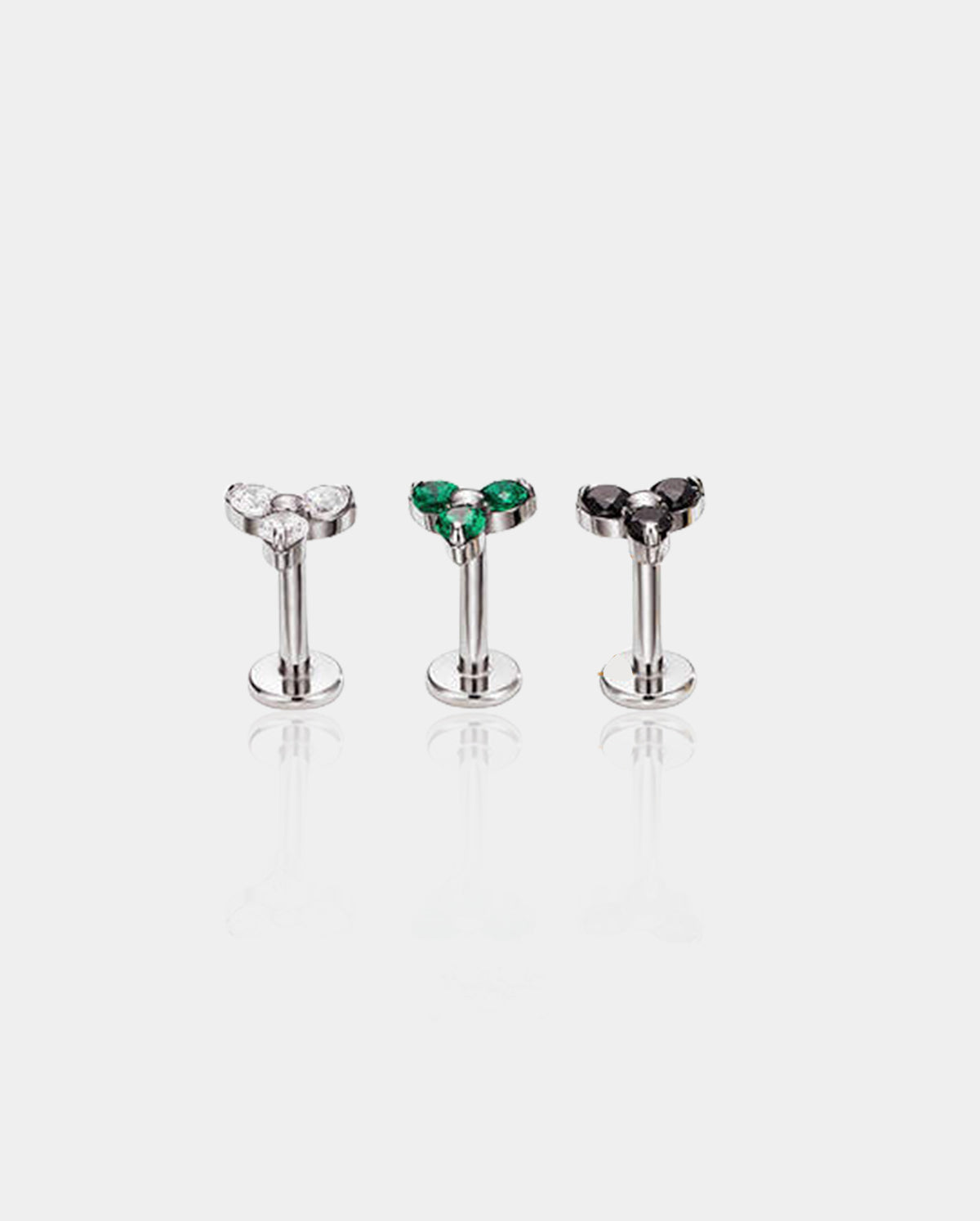 Triple CZ Threadless Push Pin Cartilage Stud