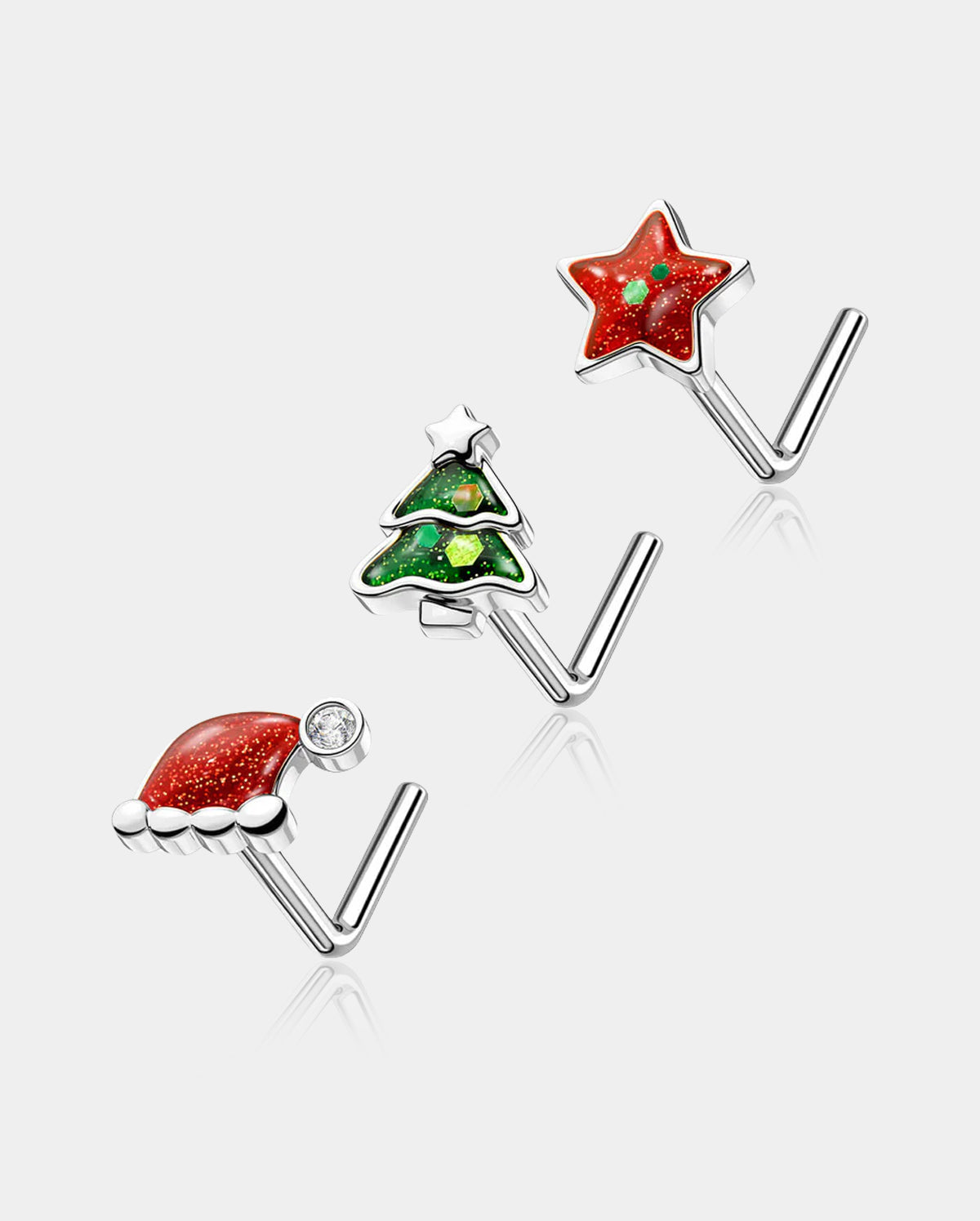 christmas nose stud