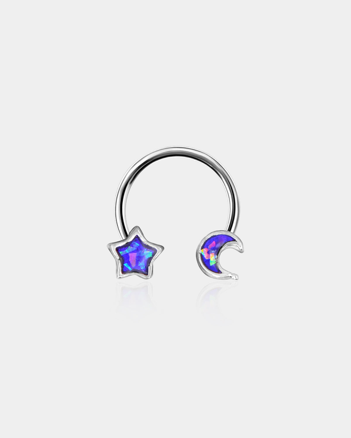Purple Moon&Star Horseshoe Septum Ring