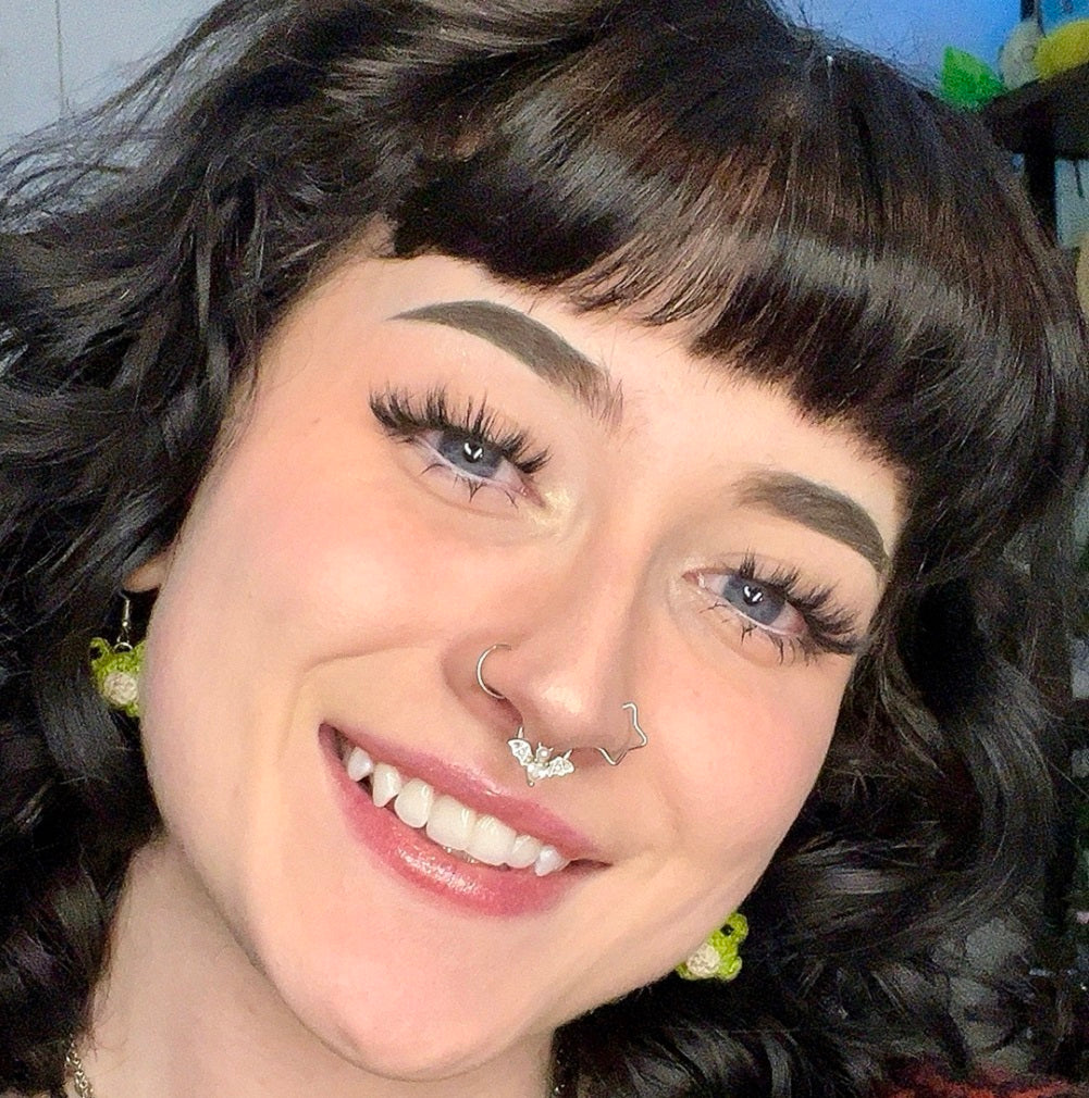 CZ Pearl Bat Septum Ring