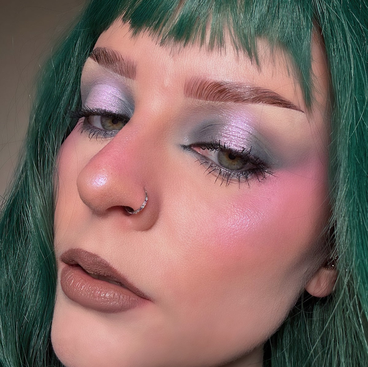 Alternating Opal and CZ Segment Nose Ring