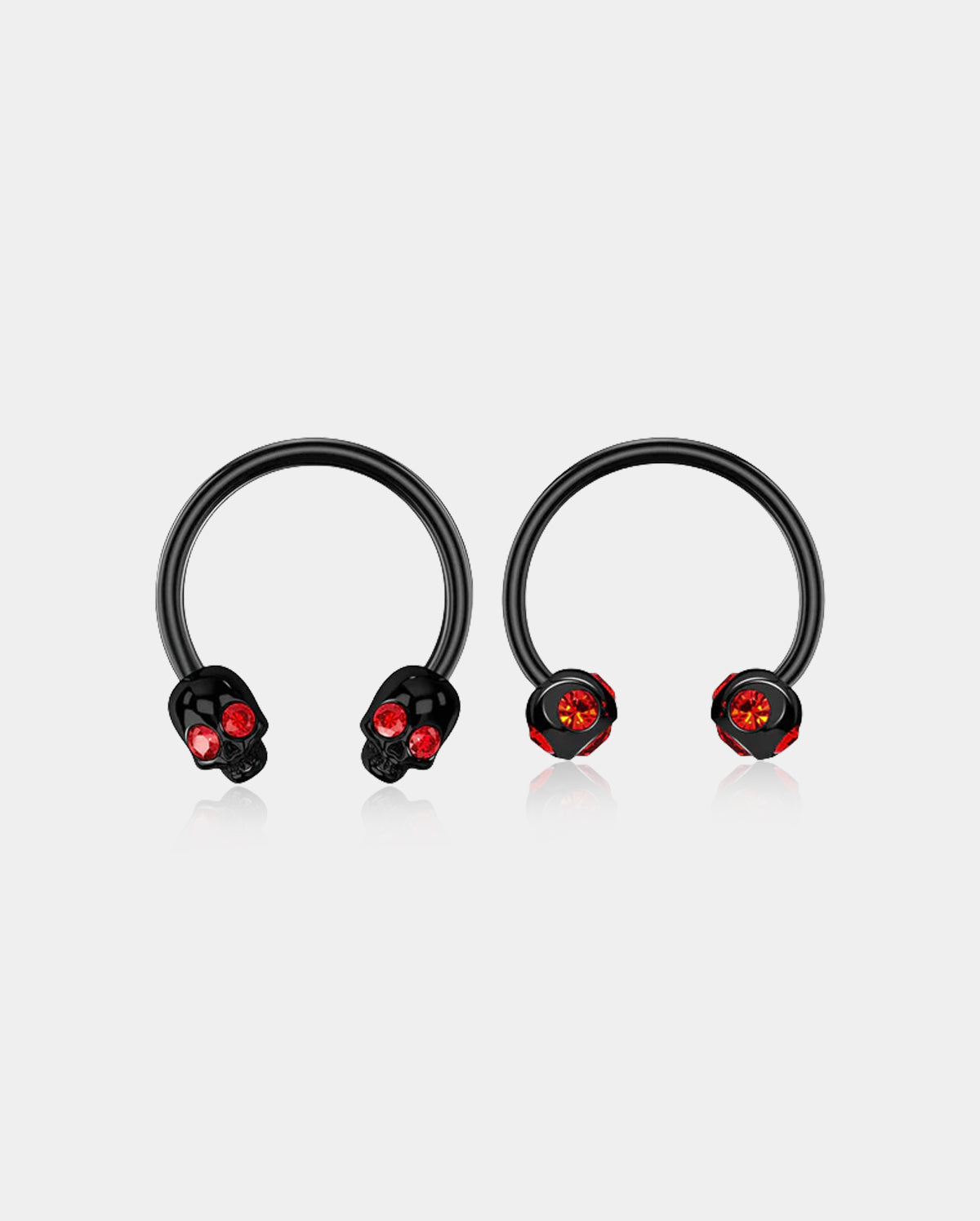 2PCS Skull Head Horseshoe Septum Ring
