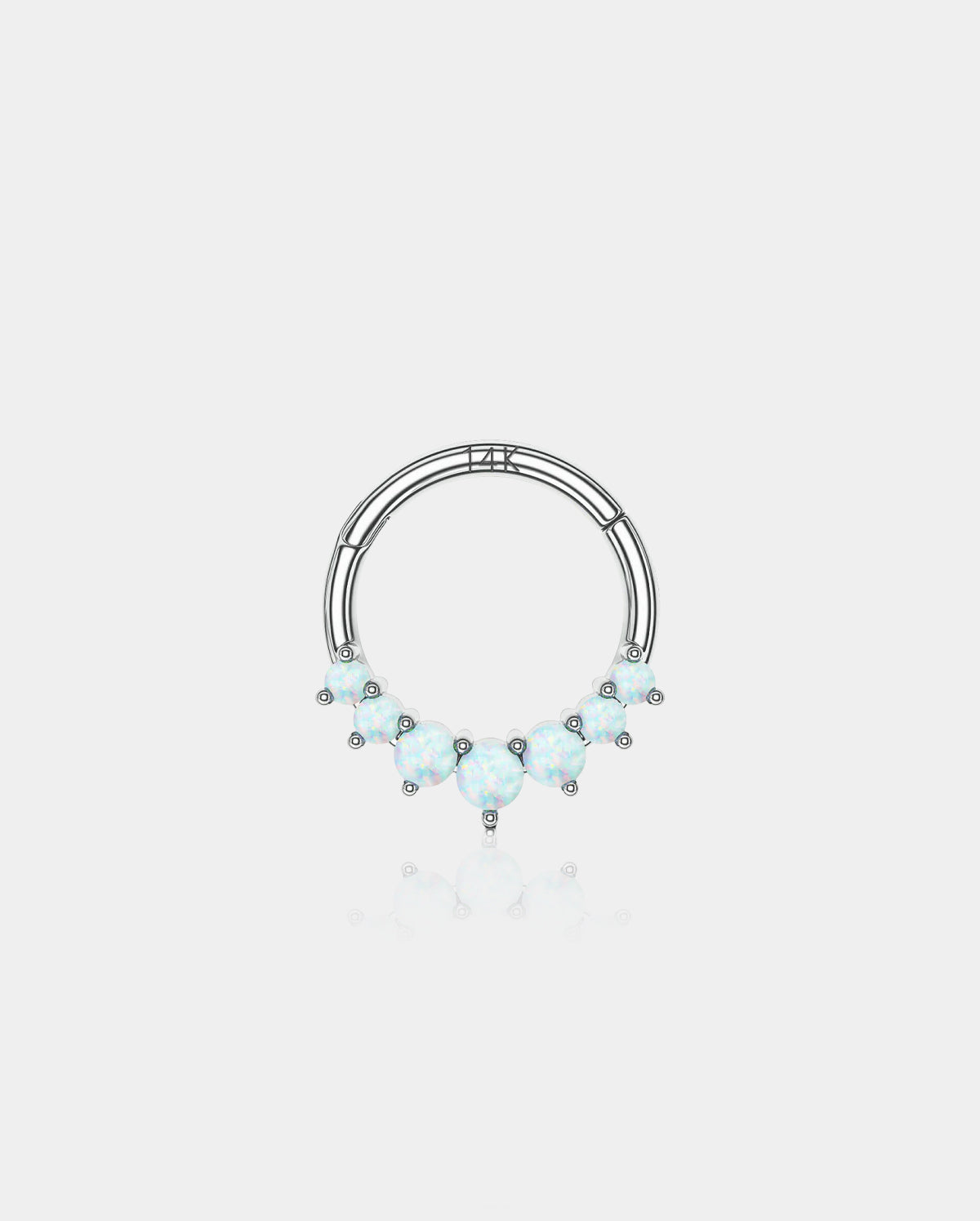 14k white gold opal septum ring