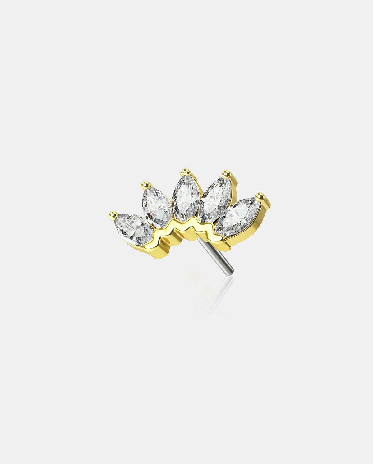 14K Gold CZ Crown Threadless Helix Earring