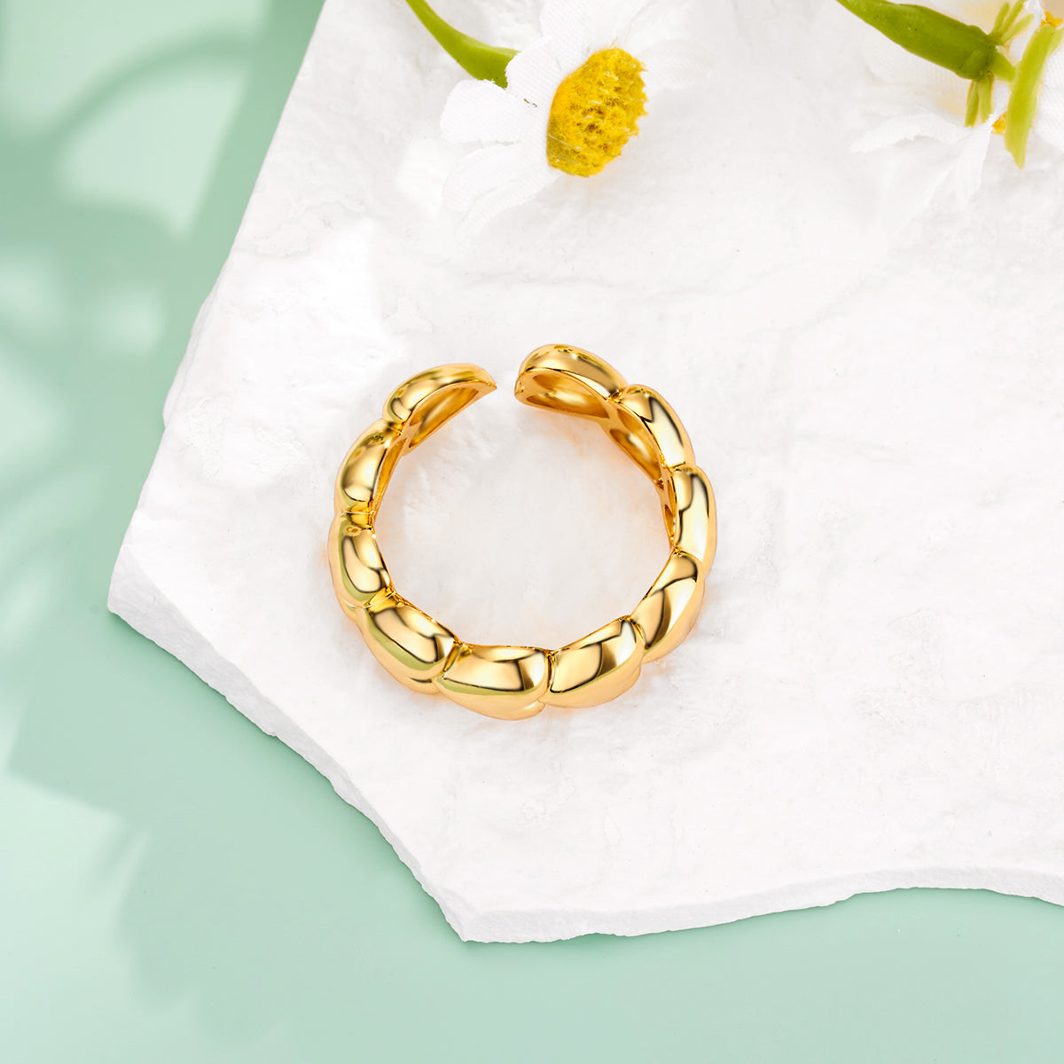 Chubby Heart Adjustable Open Ring
