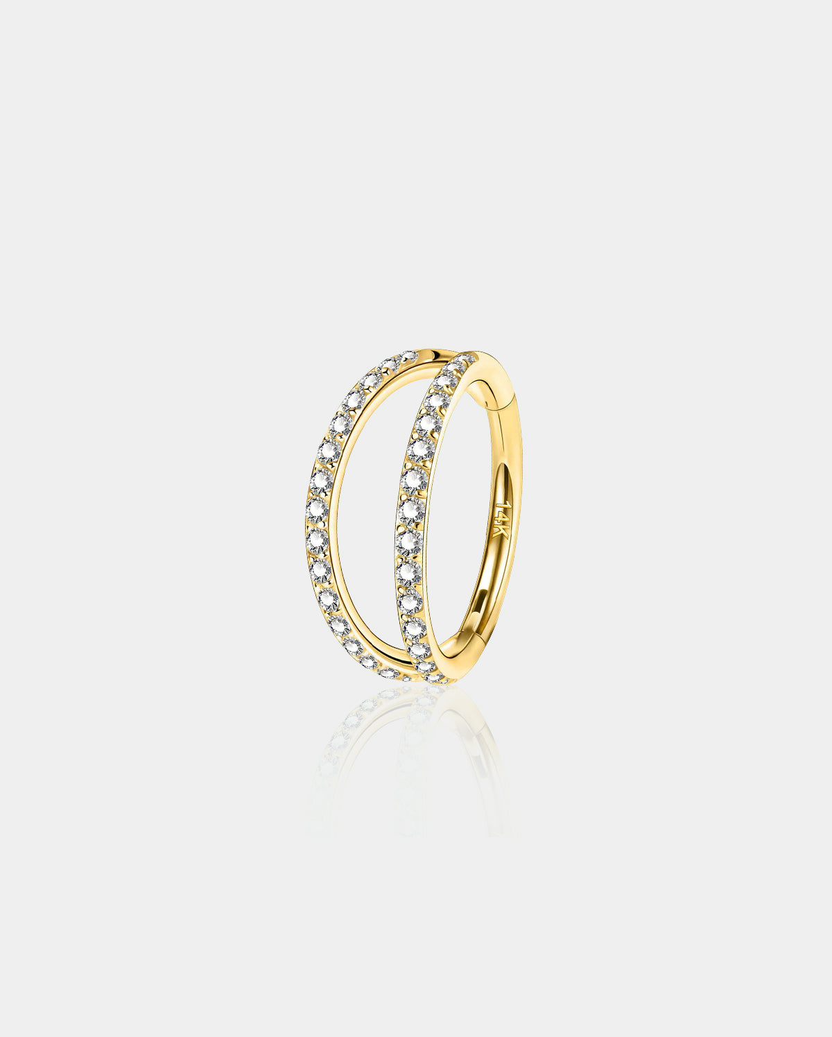 14K Gold CZ Double Hoop Segment Nose Ring