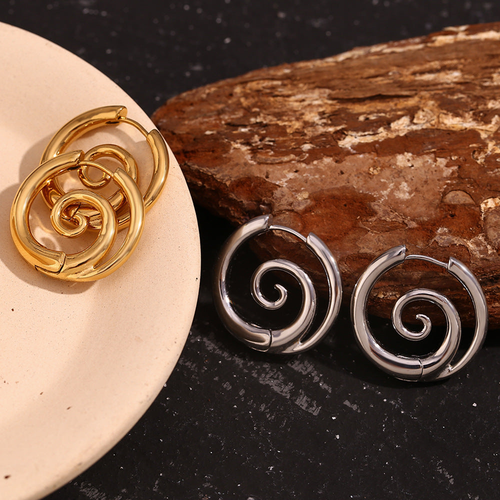 2PCS Faux Stretched Spiral Clicker Earrings