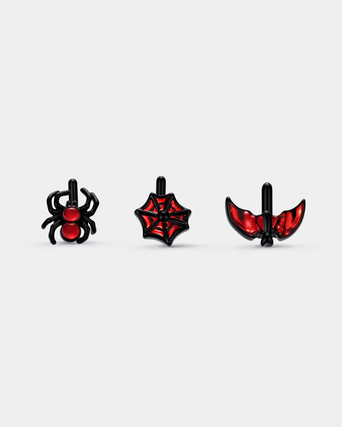 3PCS Spider/ Bat /Web Halloween Nose Stud Set