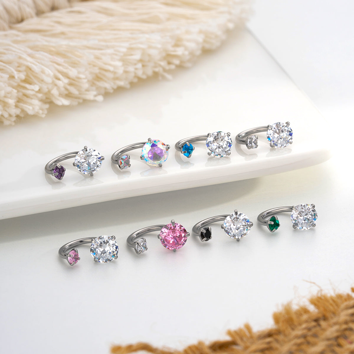 colorful cz horseshoe cartilage earring