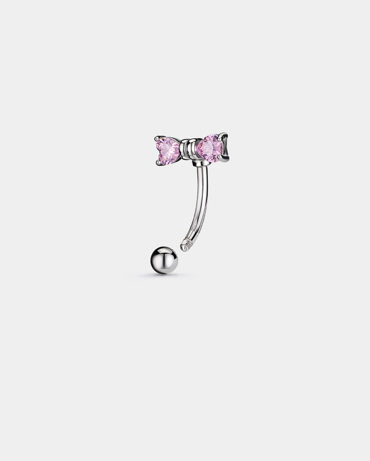 Pink CZ Bow Eyebrow Stud