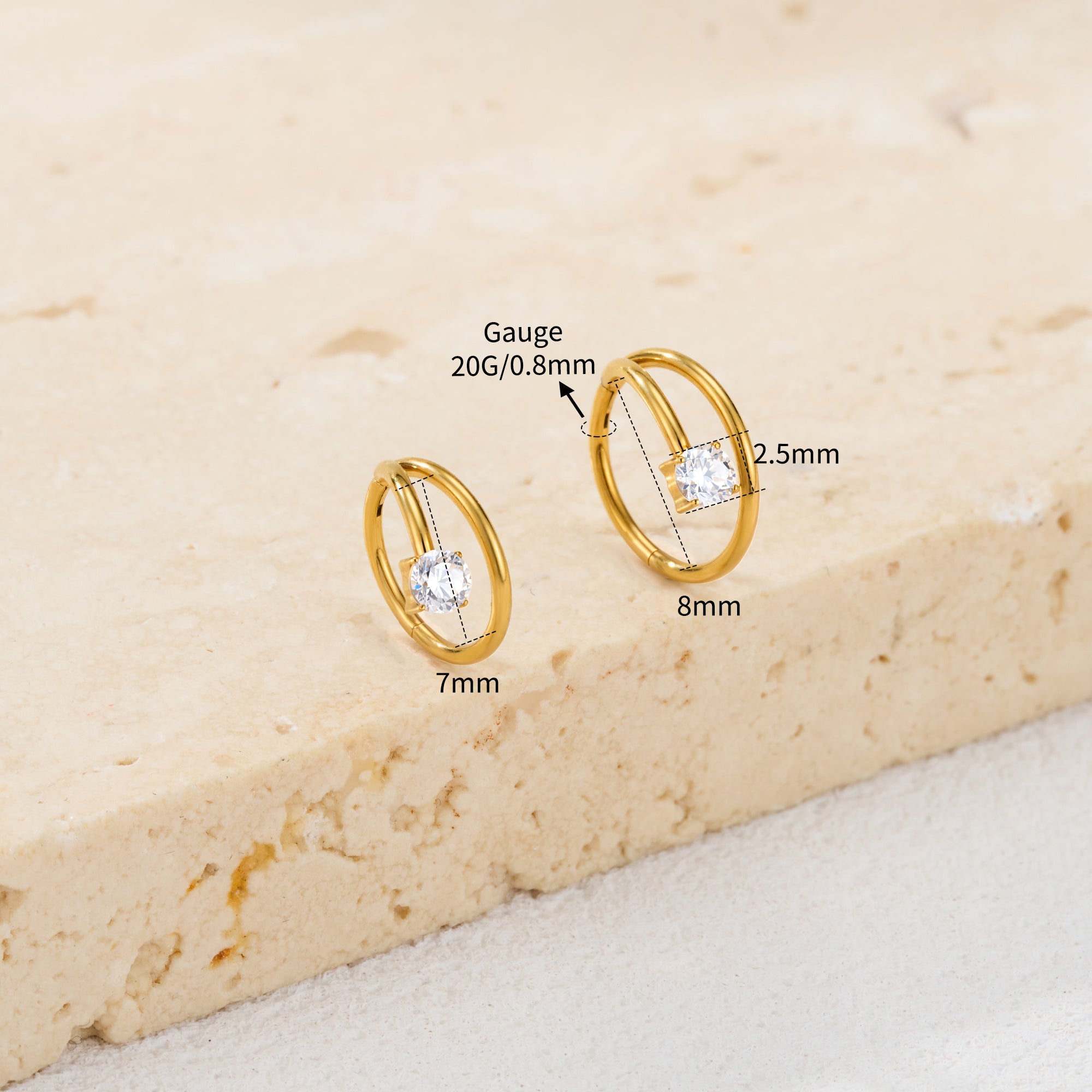 Double Row CZ Titanium Segment Nose Ring