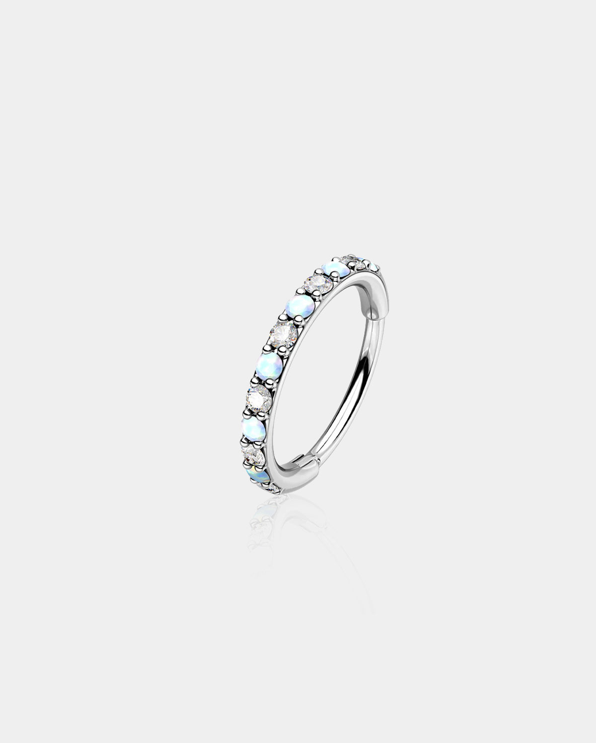 clear CZ and opal nose ring