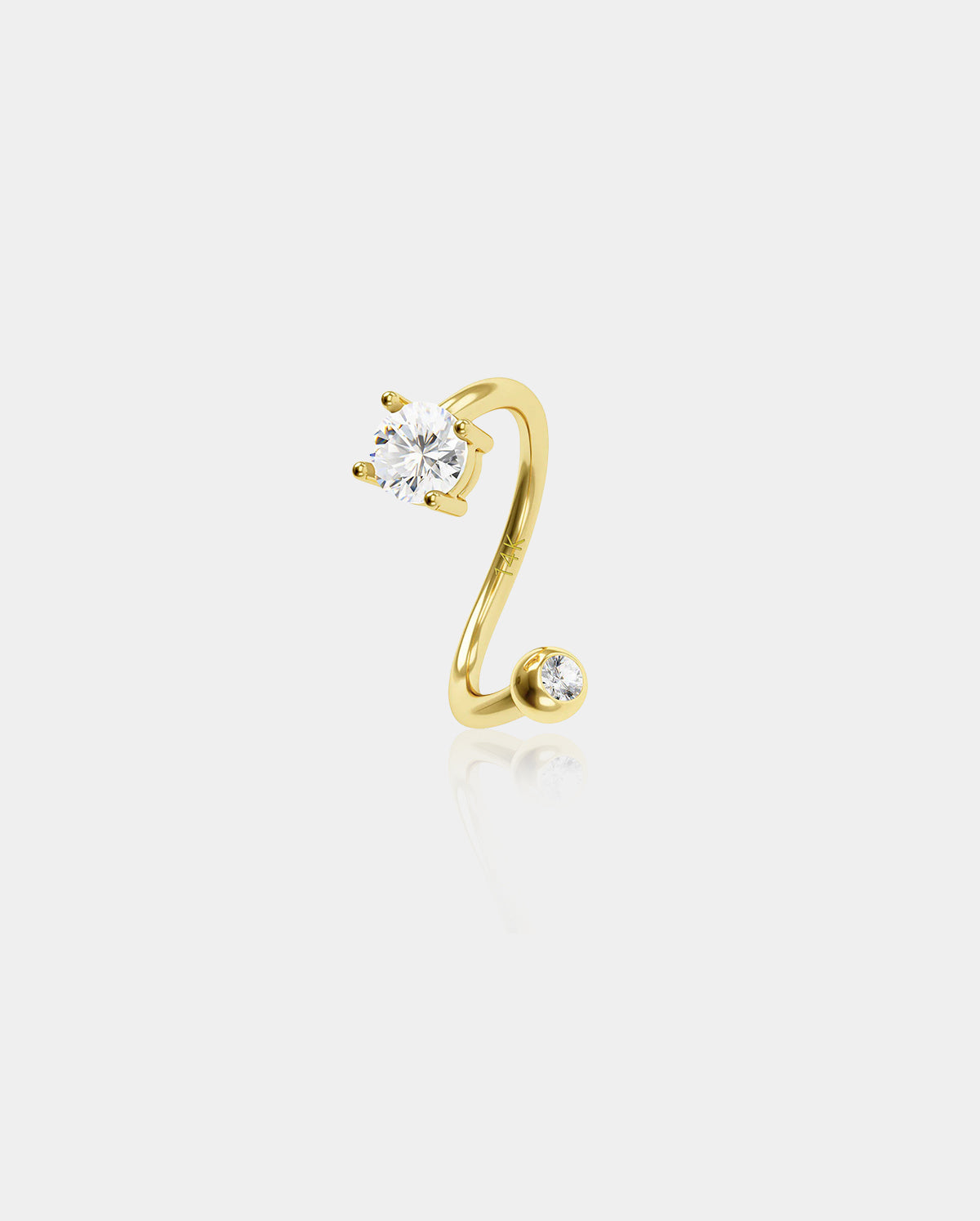 14K Gold Round CZ Cartilage Earring