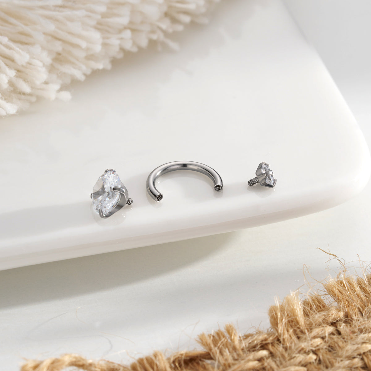 CZ Horseshoe Internally Threadless Cartilage Ring