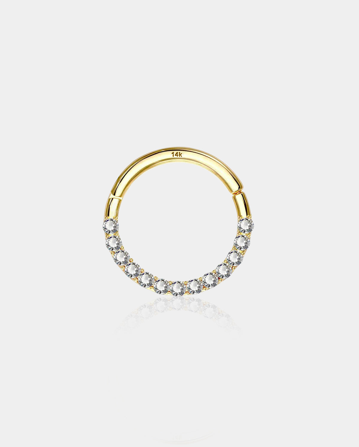 16G 14K Gold Front CZ Segment Septum Ring