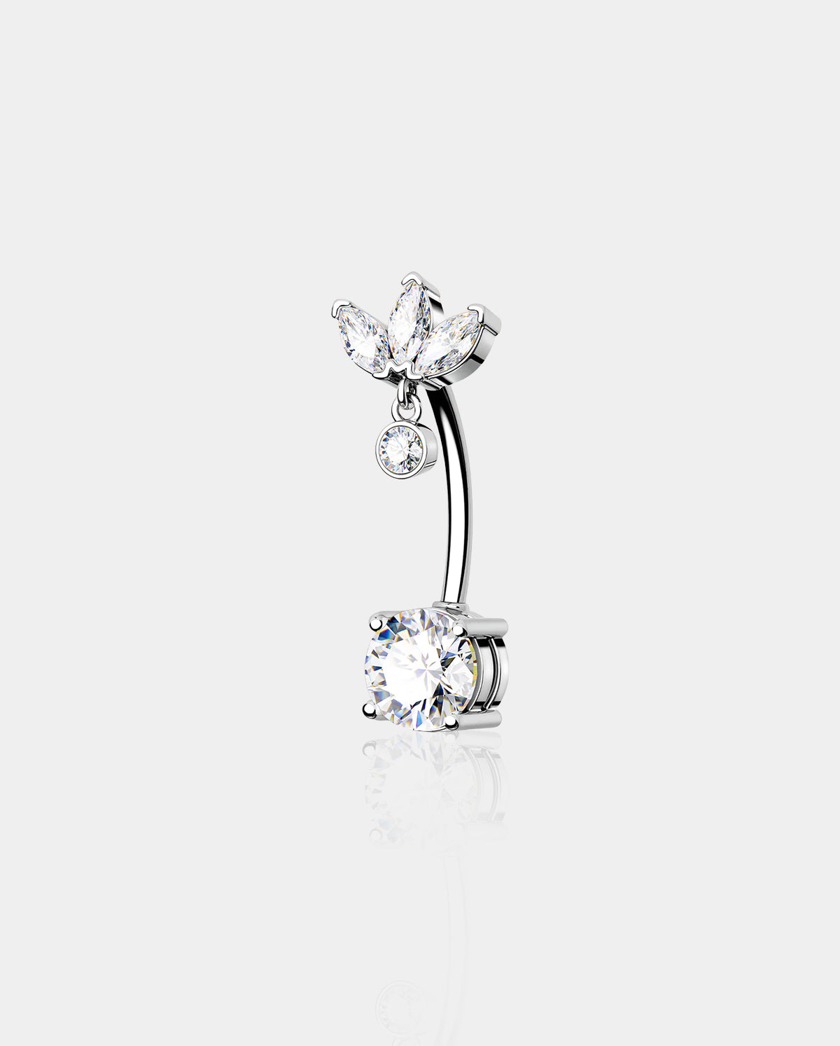 CZ Lotus Top Belly Ring
