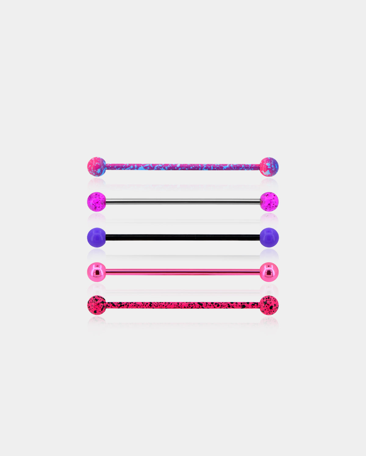 14G Pink Purple Splatter Industrial Barbell
