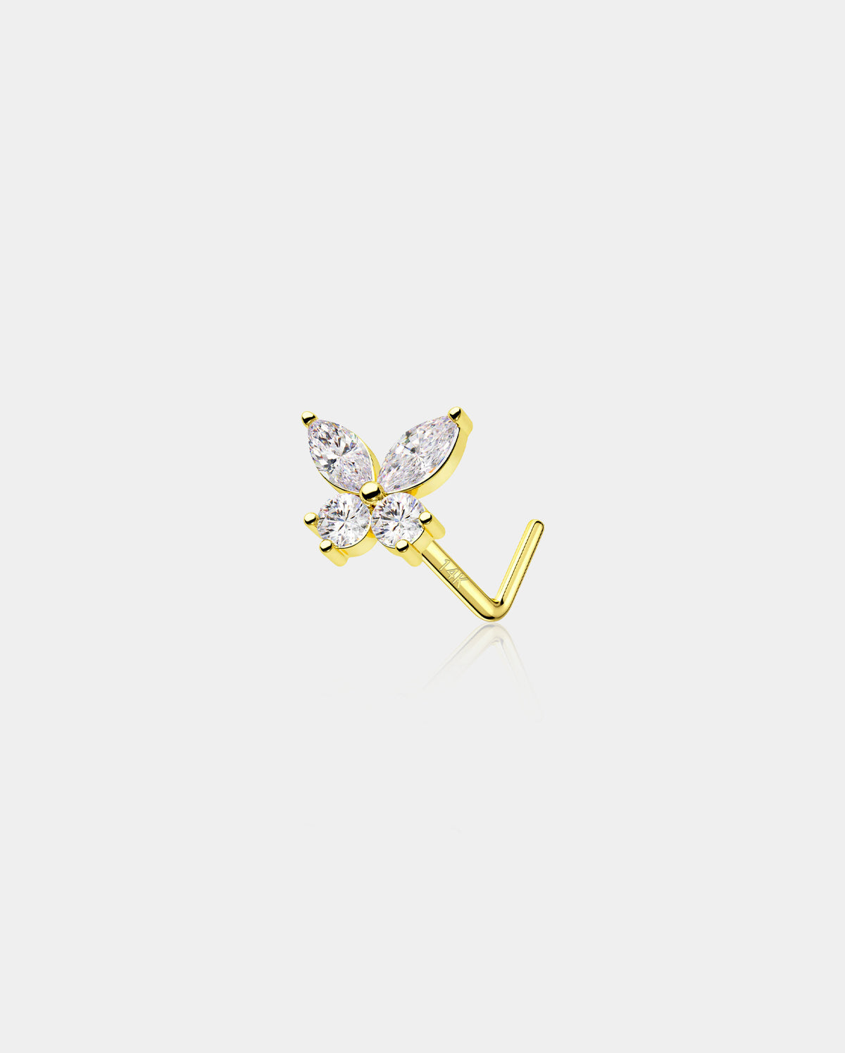 14k gold butterfly nose stud