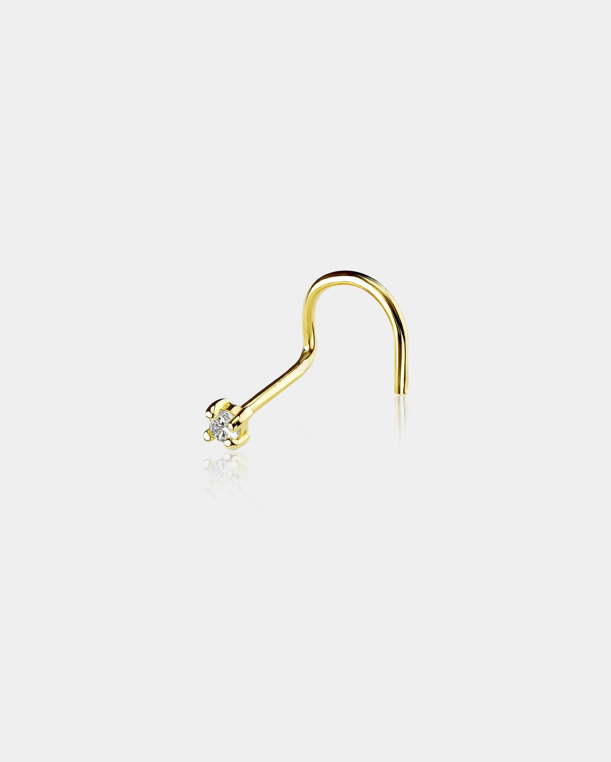 20G CZ 14K Real Gold Screw Nose Stud - OUFER BODY JEWELRY