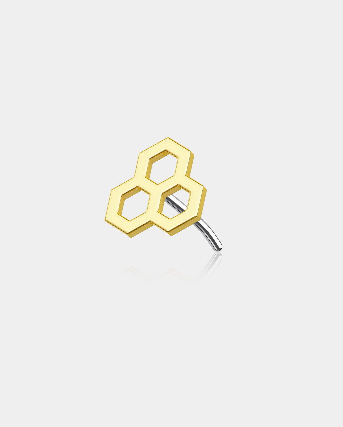 14K Gold Honeycomb Threadless Nose Stud
