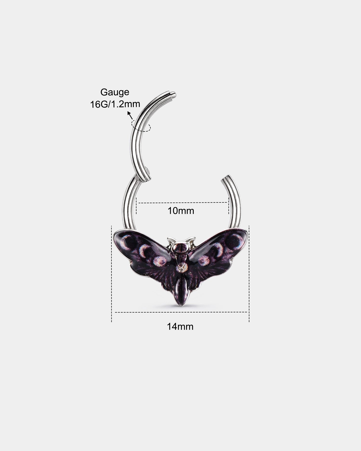 Moon Phase Moth Segment Septum Ring