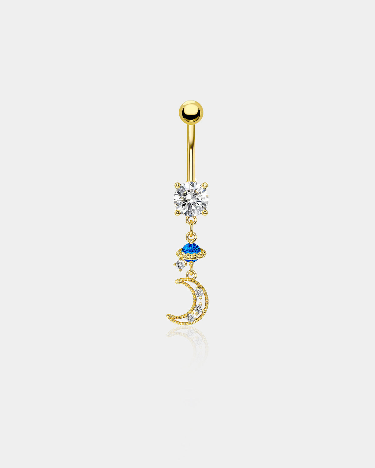 moon and saturn dangle belly ring