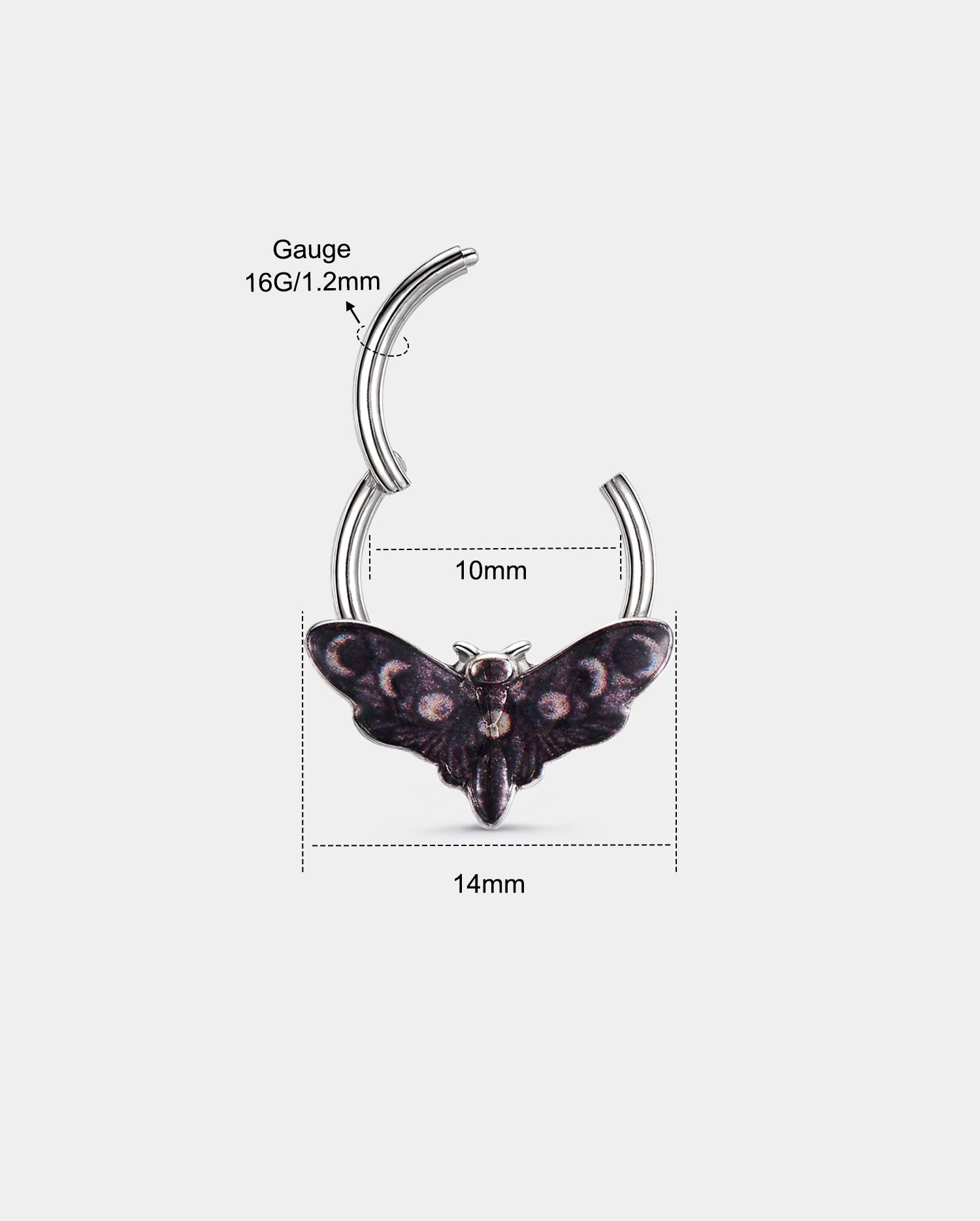 Moon Phase Moth Segment Septum Ring