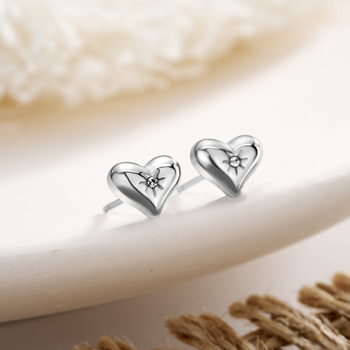 2PCS Bubble Heart CZ Stud Earring