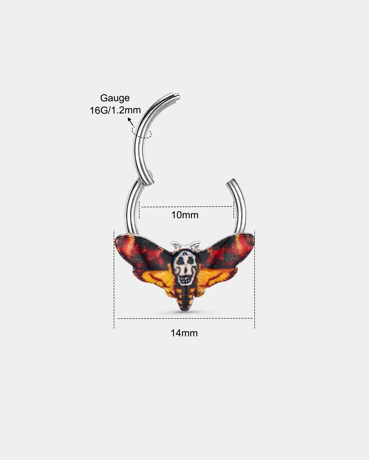 16g Death’s-Head Moth septum ring