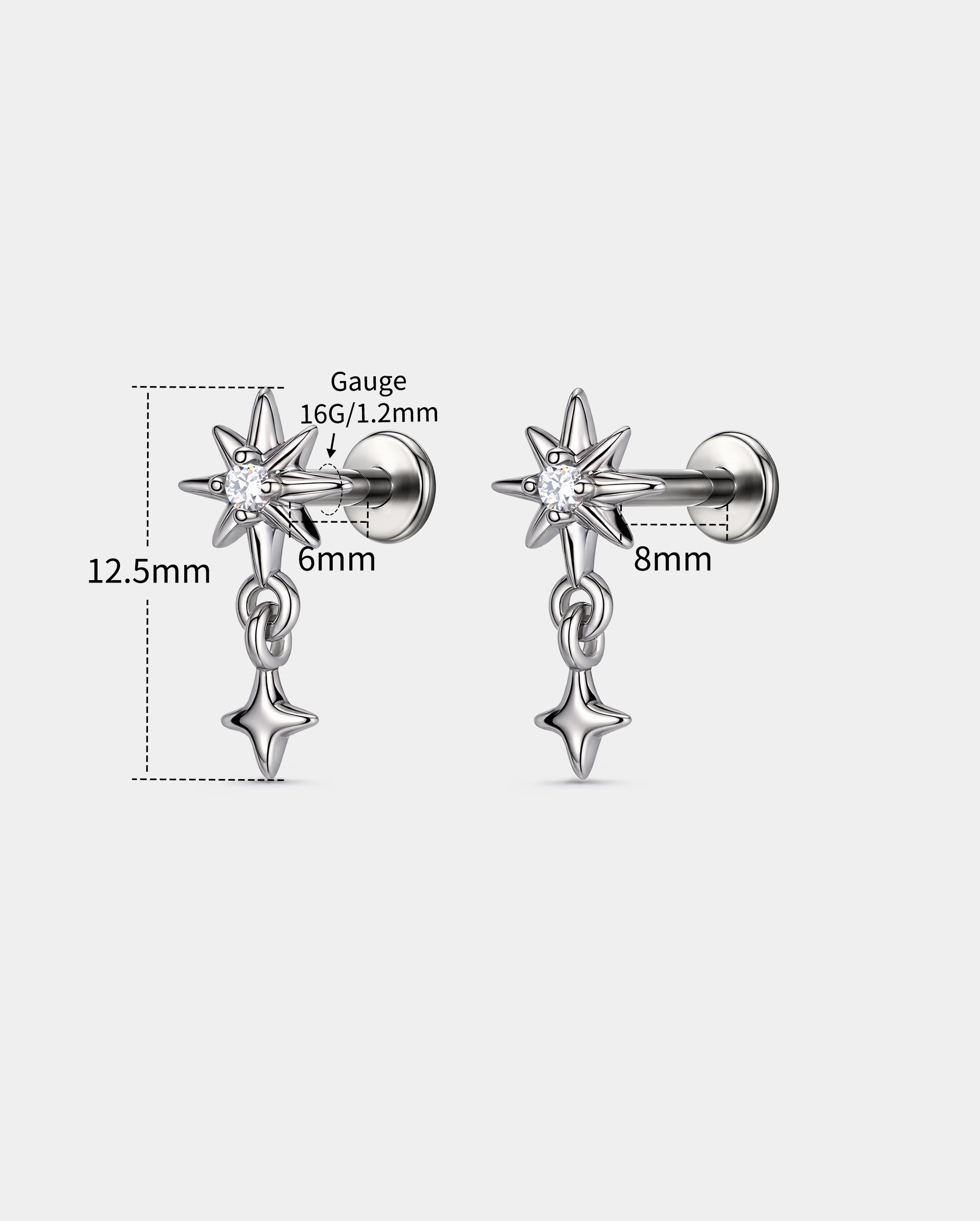 Titanium CZ Star Cartilage Stud