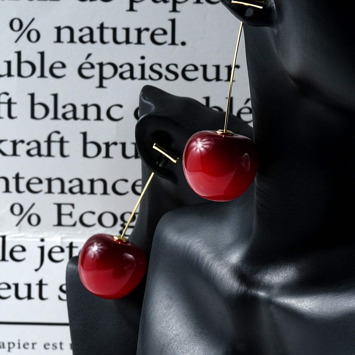 Cherry Threadless Push-In Drop Earring