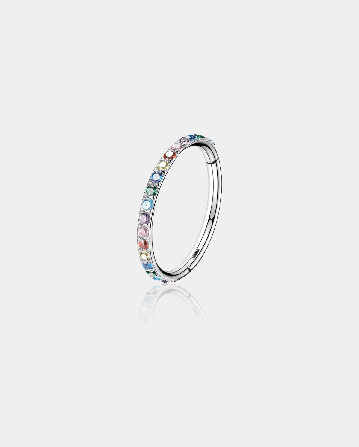 18G Black/Rainbow CZ Segment Nose Ring
