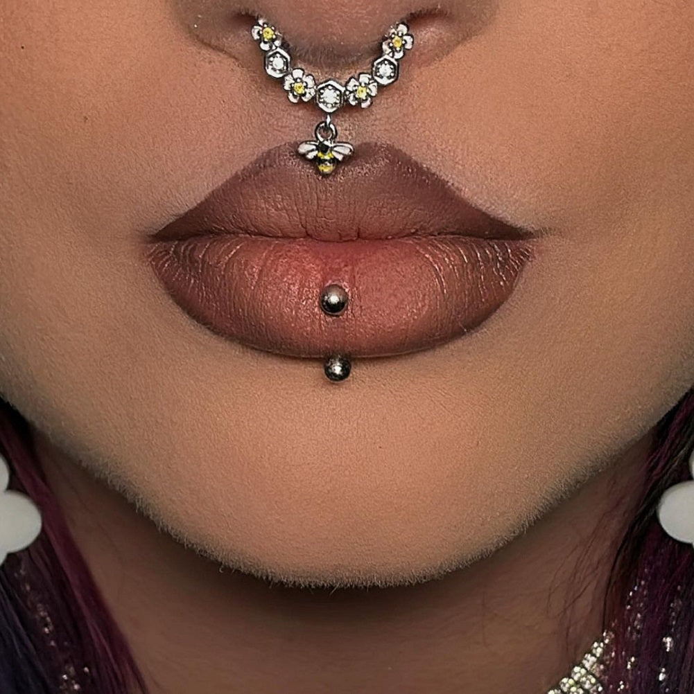 Bee and Flower Dangle Segment Septum Rings