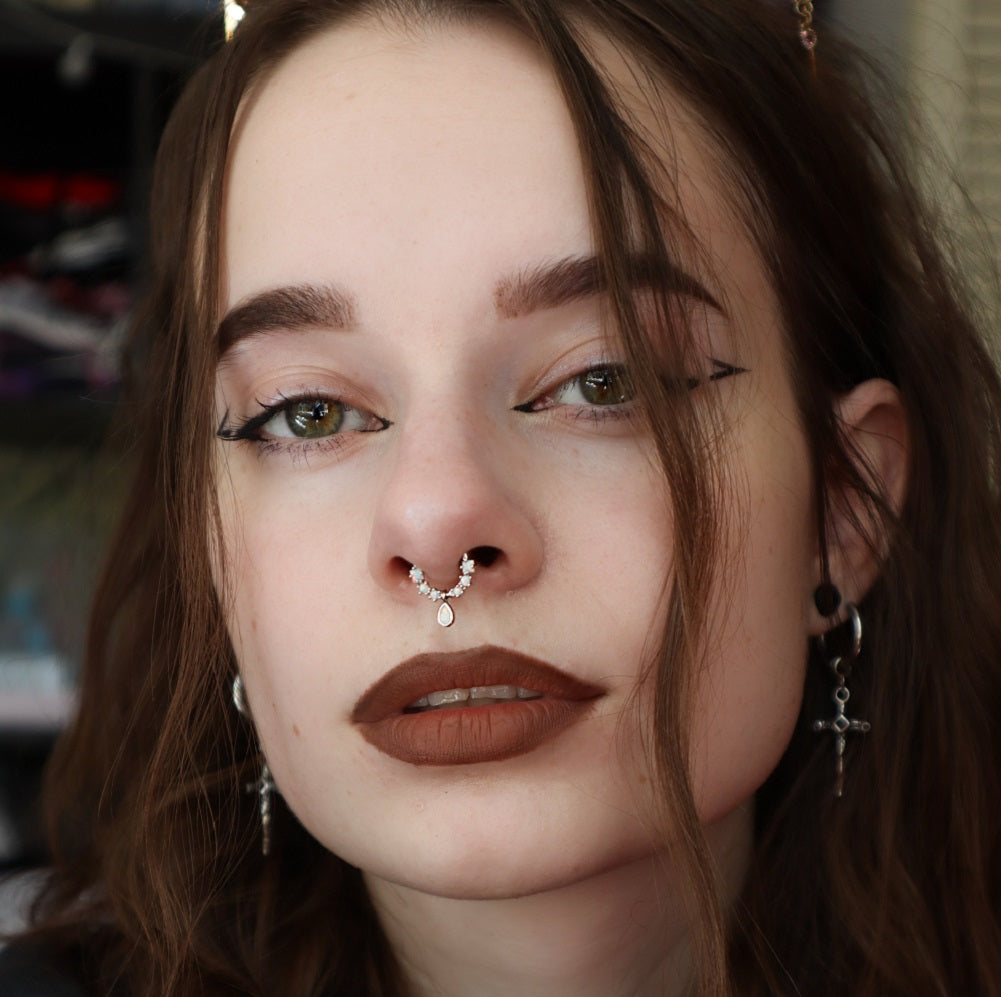 Dangle Diamond Septum Ring
