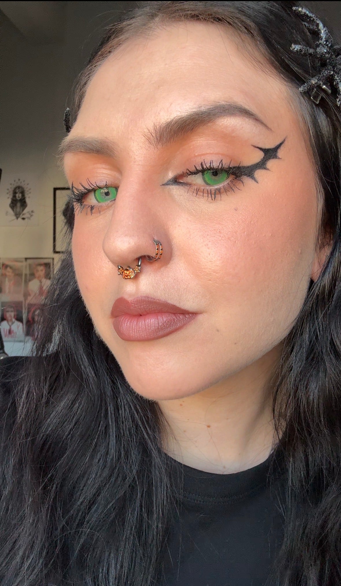 Pumpkin Glitter Star Septum Ring