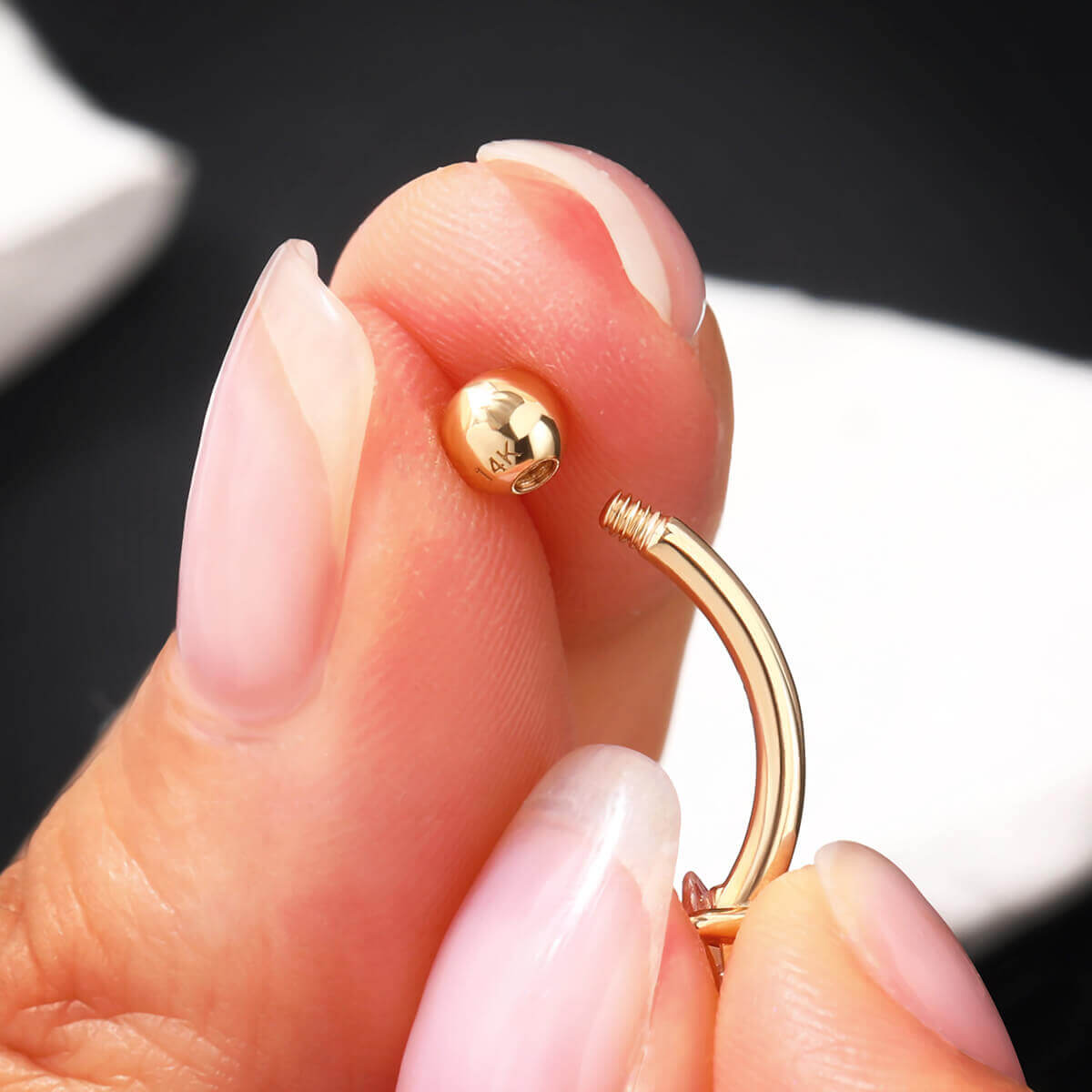 14K Gold CZ Belly Ring Repalcement Ball