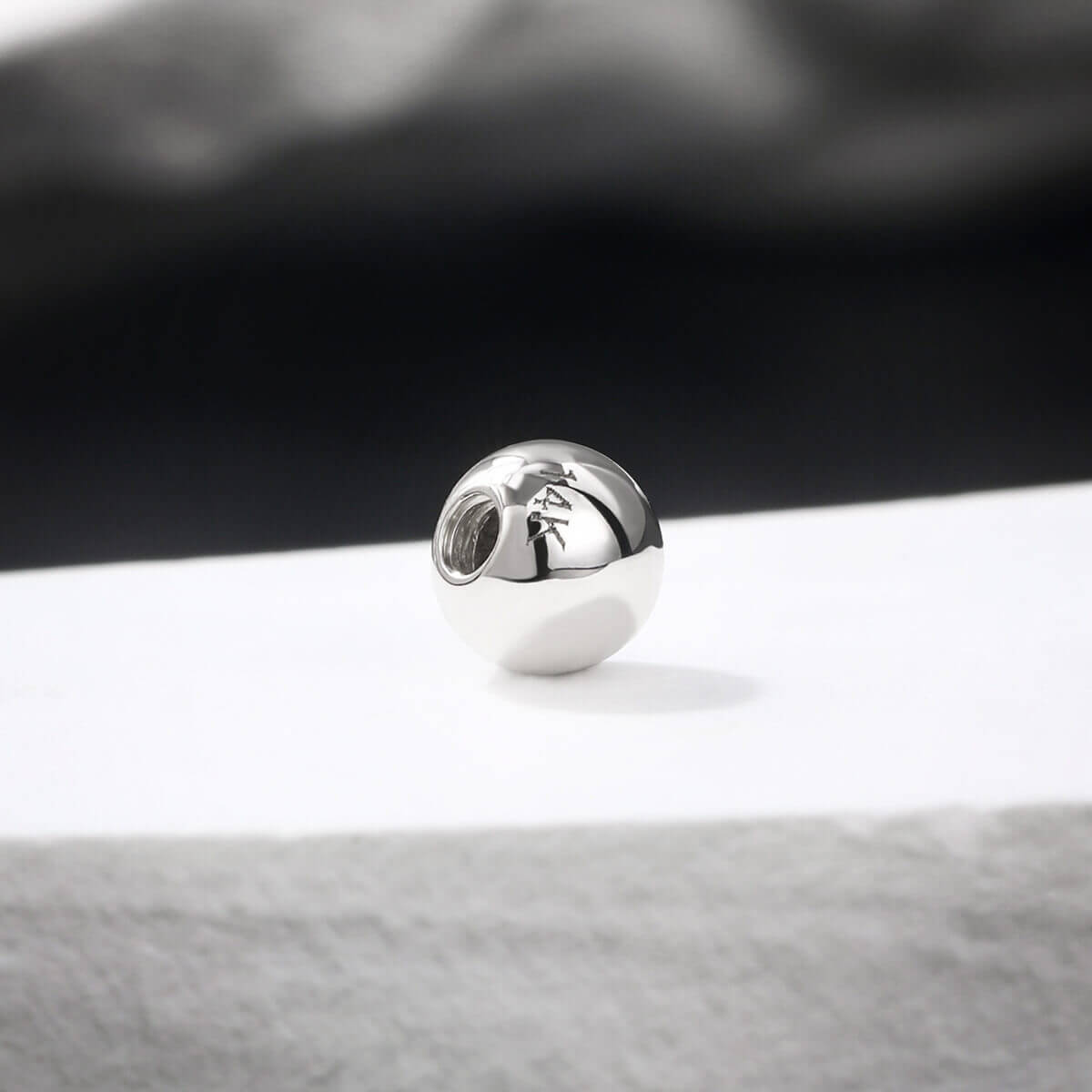 14K White Gold CZ Belly Ring Ball