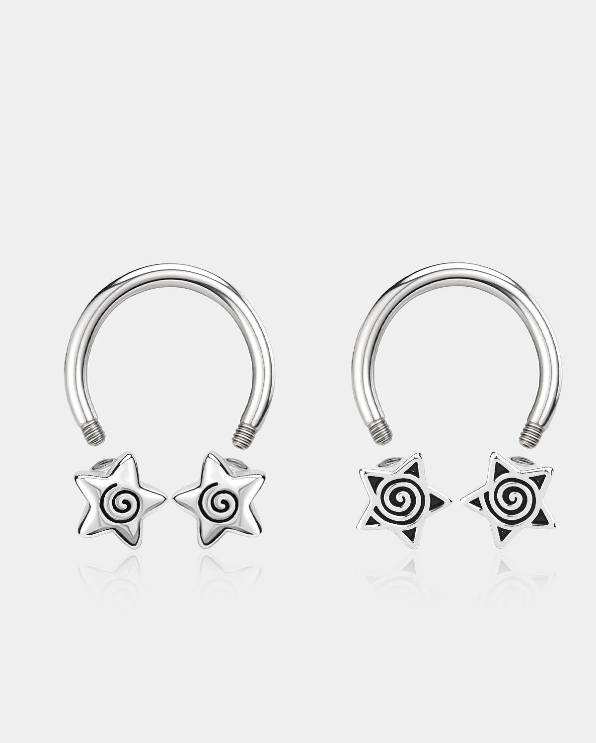 2PCS Star Horseshoe Septum Ring