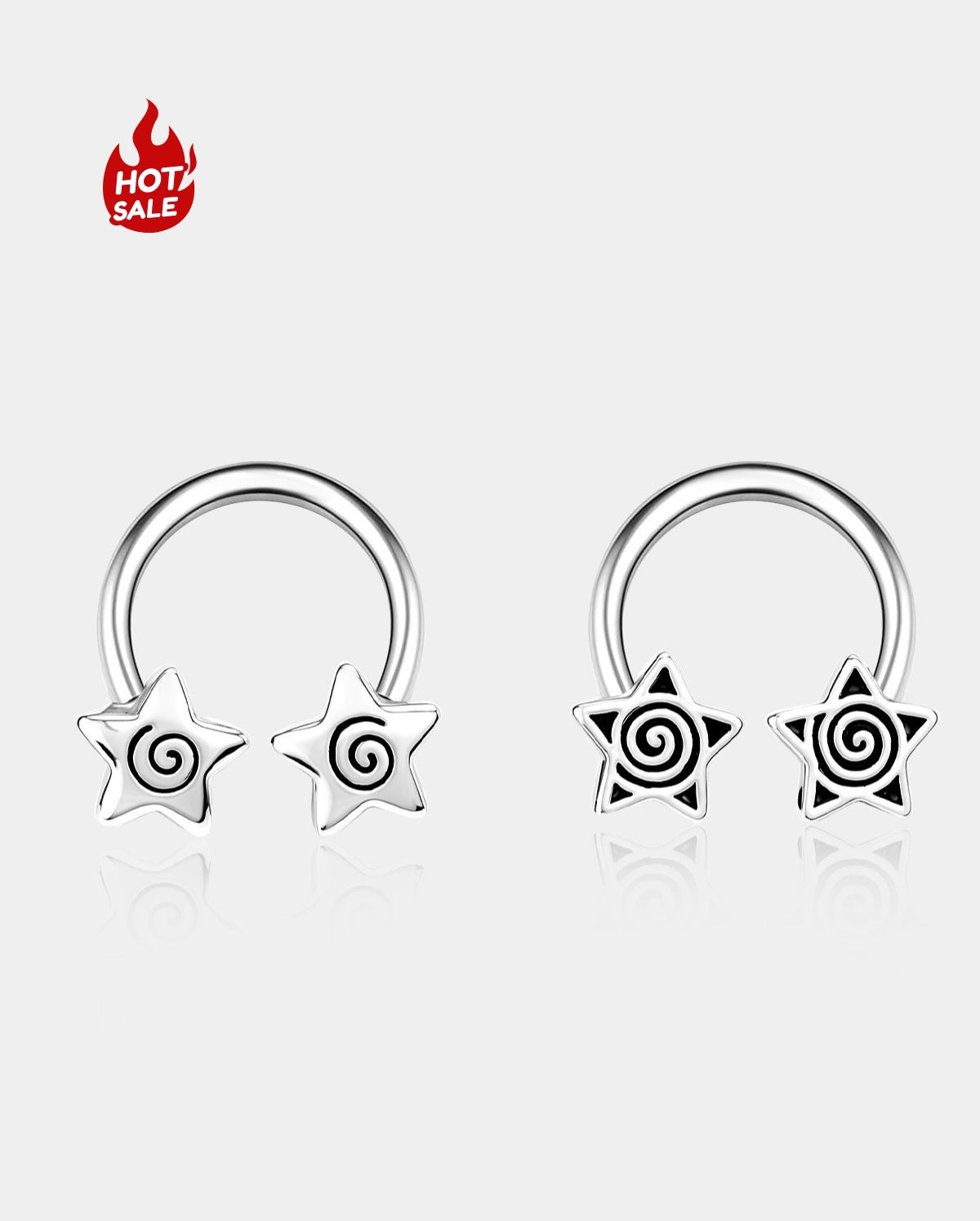 2PCS Star Horseshoe Septum Ring