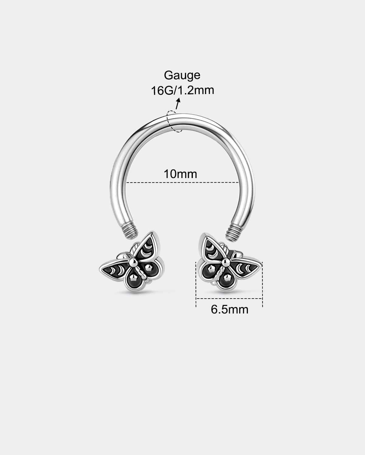Moon Moth Horseshoe Septum Ring