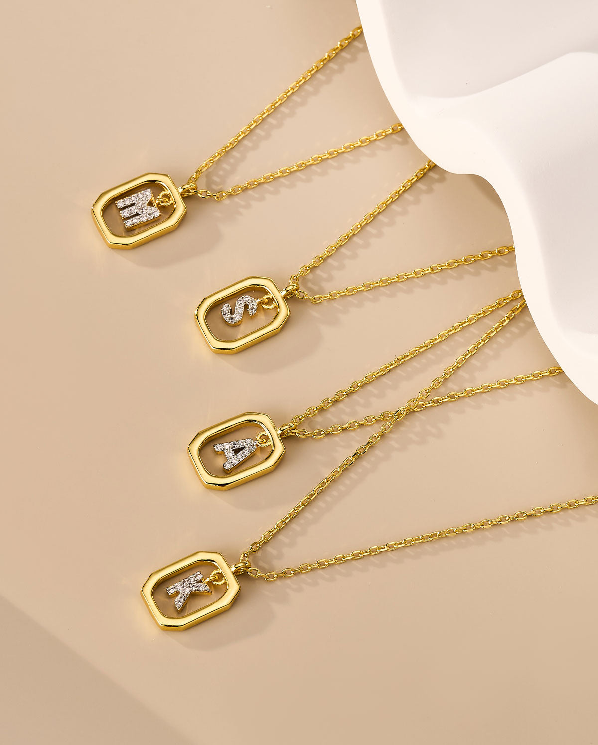 gold CZ letter necklace